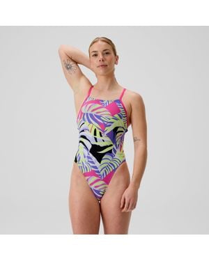 Speedo Club Training Printed Tie Back Swimsuit - Multicolor