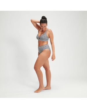 Speedo Formender Bedruckter Hochtaillierter Slip Für Damen/Weiß - Schwarz