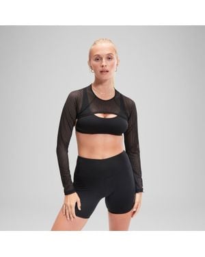 Speedo Flu3Nte Long Sleeve Crop Top - Black