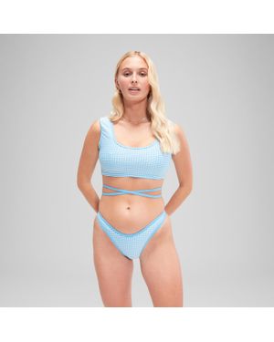 Speedo Flu3Nte Gingham Wrap Crop Top - Blue
