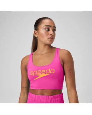 Speedo Regan Collection Solid Logo Crop Top - Pink