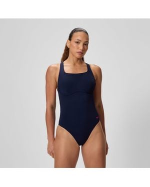 Speedo Solid Flex Band Swimsuit - Blue