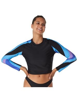 Speedo Crop Print Sleeve Rashguard - Blue