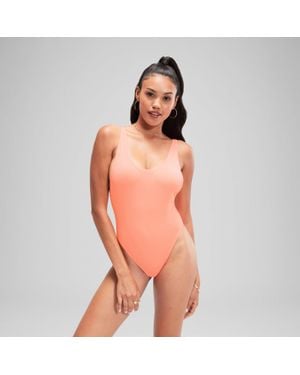 Speedo Flu3Nte High Leg Swimsuit Coral Coral - Orange