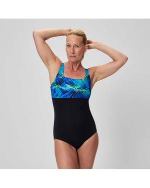 Speedo Blocked Square Neck Swimsuit - Blue
