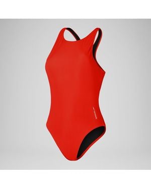 Speedo Solid Scoop Mesh One Piece - Red