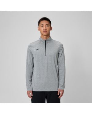 Speedo Long Sleeve Solid Quarter Zip - Gray