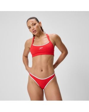Speedo Jetstream Texture Scoop Bikini Bottom - Red