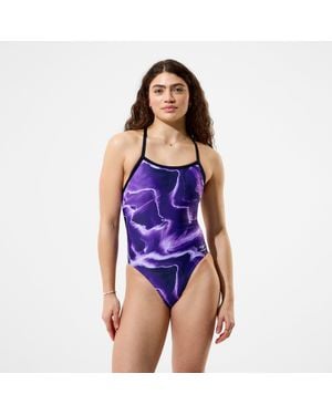 Speedo Team Printed Turnback One Piece - Purple