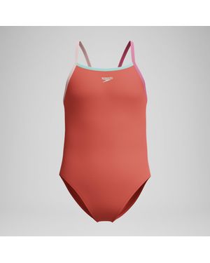 Speedo Mädchen Propel Back Badeanzug Tropisches Korall - Orange