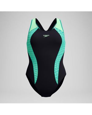 Speedo Placement Laneback Swimsuit - Blue