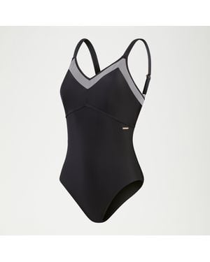Speedo Shaping Mesh Detail Swimsuit - Black