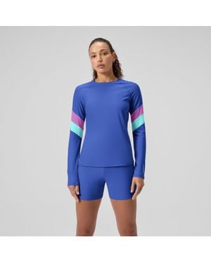 Speedo Colorblock Long Sleeve Rashguard - Blue