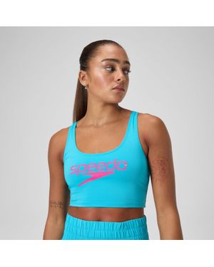 Speedo Regan Collection Solid Logo Crop Top - Blue