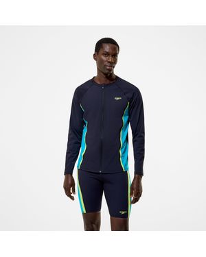 Speedo Hyperboom Splice Long Sleeve Zip Rashguard - Blue