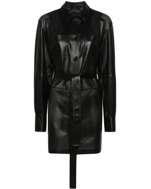 DESA NINETEENSEVENTYTWO Perforated Leather Shirt Jacket - Nero