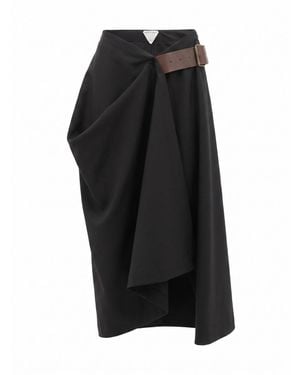 Bottega Veneta Grain De Poudre Long Skirt - Nero