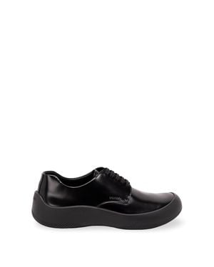 Prada Brushed Leather Laced Shoes - Nero
