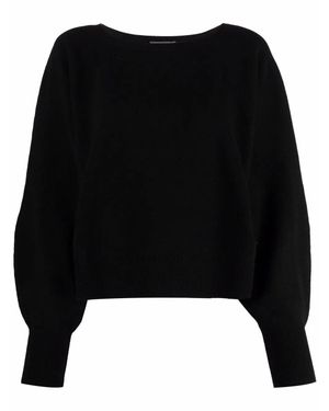 Alberta Ferretti V-Neck Ruffled Sweater - Nero