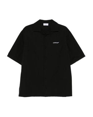 Off-White c/o Virgil Abloh 'Brush Arrow' Popline Bowling Shirt - Nero