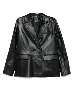 DESA NINETEENSEVENTYTWO Leather Double-Breasted Blazer - Nero