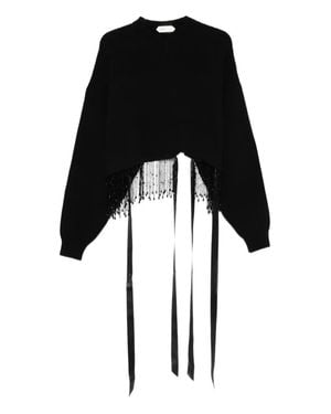 Alberta Ferretti Maglione Con Frange - Nero