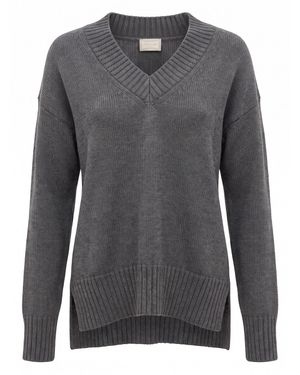 Drumohr Long Sleeve V-Neck Sweater - Grigio