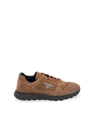 Prada Prax Suede And Re-Nylon Sneakers - Marrone