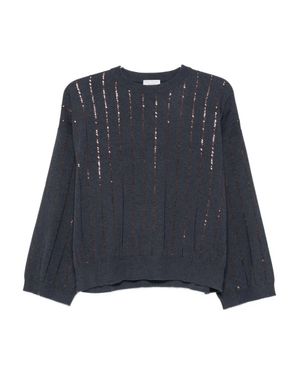 Brunello Cucinelli Maglione Con Decorazione - Blu