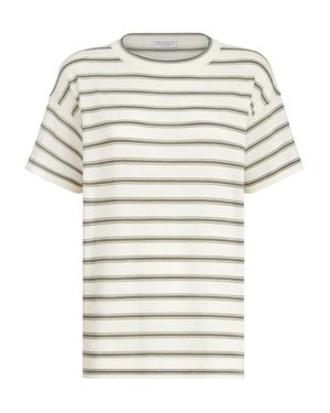 Brunello Cucinelli Maglione Di Lana A Righe - Bianco