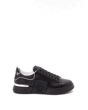 Philipp Plein Nappa Leather Sneakers Low-Top 'Hexagon' - Nero
