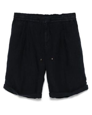 Brunello Cucinelli Blu lino gabardine pantaloncini vita elastica - Nero