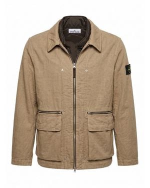 Stone Island Diagonal Cotton Wool Field Jacket - Marrone