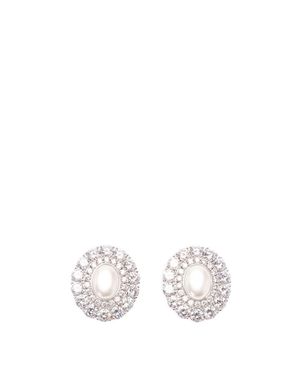Self-Portrait Oval Crystal Earrings - Bianco