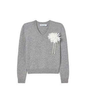 Self-Portrait Flower Wool Jumper - Grigio