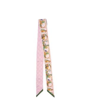 Gucci Printed Gg Silk Twill Jaquard Ribbon - Rosa