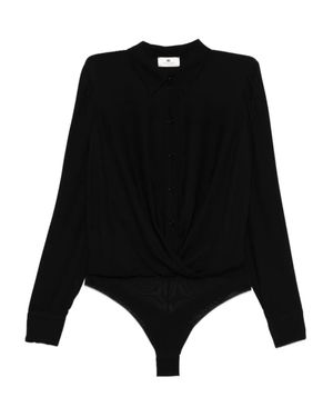 Elisabetta Franchi Body Con Bottoni E Design A Incrocio Sul Davanti - Nero