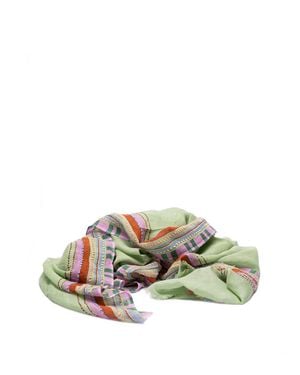 Altea Printed Stole With Embroidery - Verde