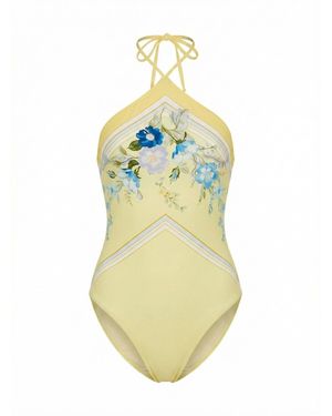 Self-Portrait Floral Swimsuit - Blu
