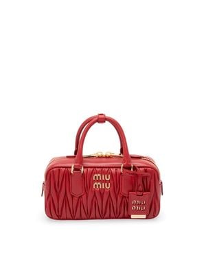 Miu Miu 'Arcadie' Matelassé Nappa Leather Bag - Rosso