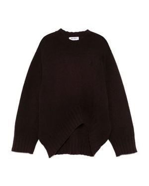 The Attico Maglione Asimmetrico A Coste - Nero