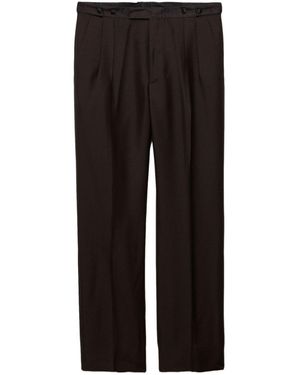 Prada Pantaloni A Gamba Ampia Con Pieghe - Nero