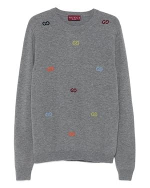 Gucci Long Sleeve Crew-Neck Cashmere Sweater - Grigio