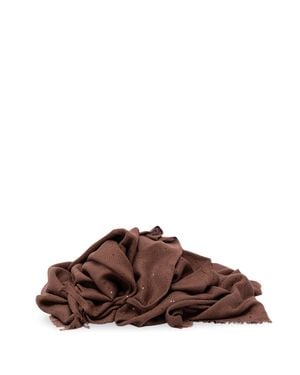 Brunello Cucinelli Cashmere And Silk 'Diamond' Yarn Scarf - Marrone