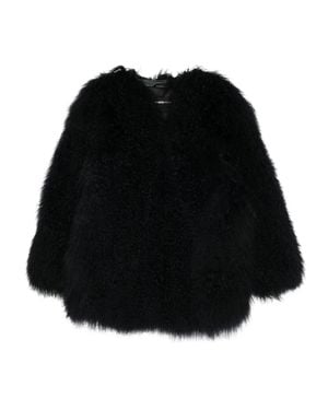 Numerootto 'Mongolia' Midi Coat Without Collar - Nero