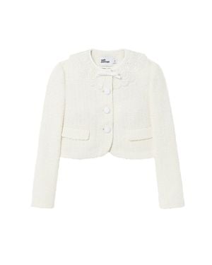 Self-Portrait Boucle Lace Collar Jacket - Bianco