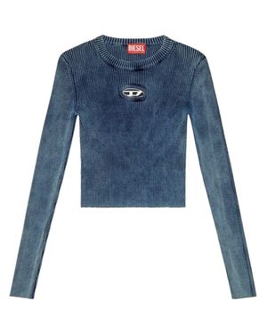 DIESEL 'M-Anchor-A' Rib-Knit Top With 'Oval D' - Blu