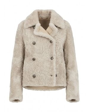 Brunello Cucinelli Fuzzy Shearling Jacket - Neutro