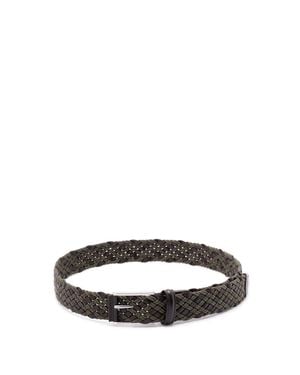 Anderson's Woven Cotton And Leather Belt - Bianco