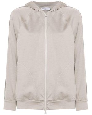 Brunello Cucinelli Cotton And Silk Interlock Hooded Sweatshirt With 'P - Multicolore
